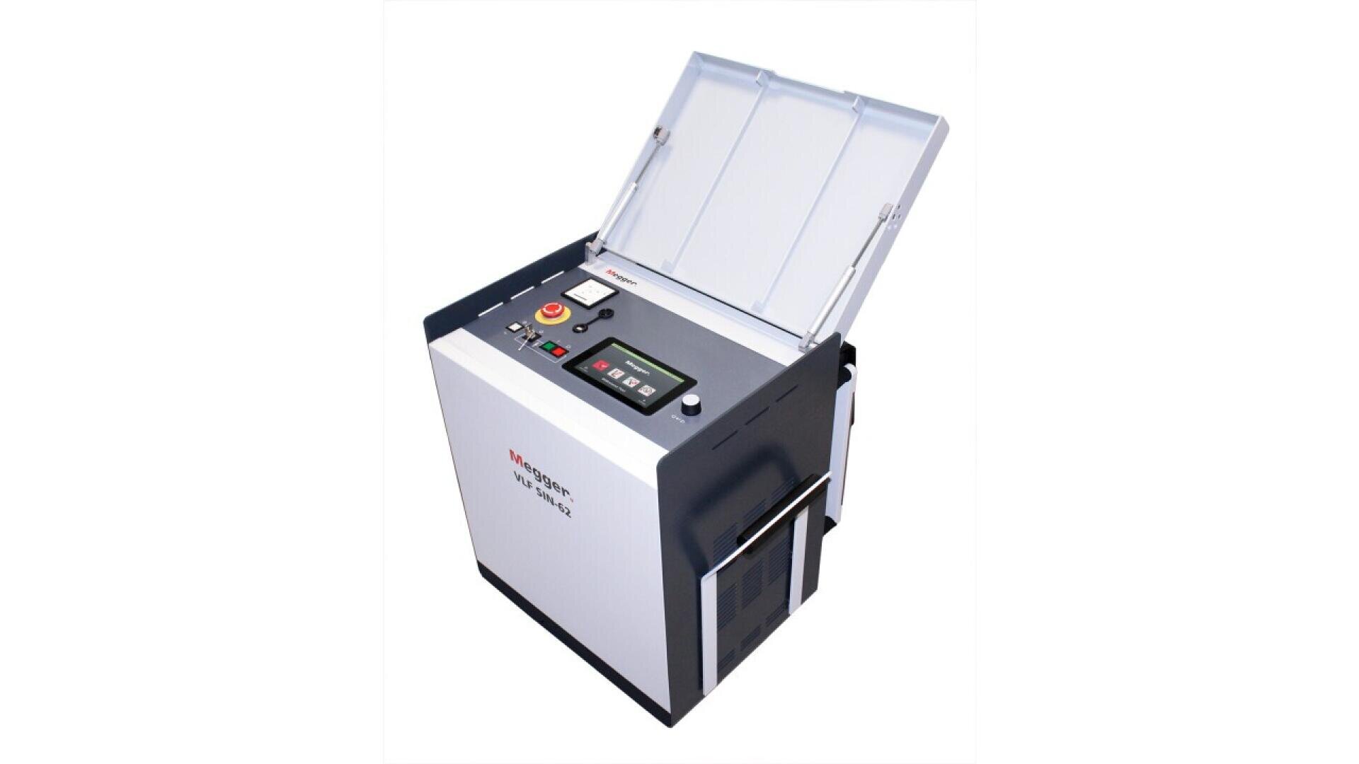 A laboratory machine with a metallic body, control buttons, and a digital display on top, shown with its lid open. The device appears modern and is designed for scientific or industrial use.