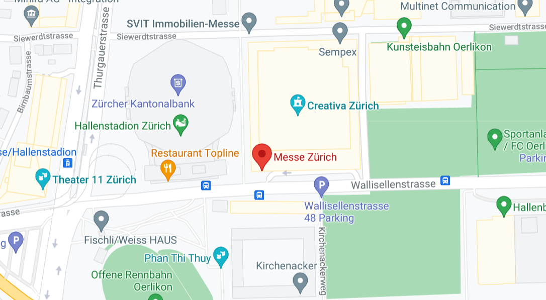 Google Maps map section of Messe Z&uuml;rich.