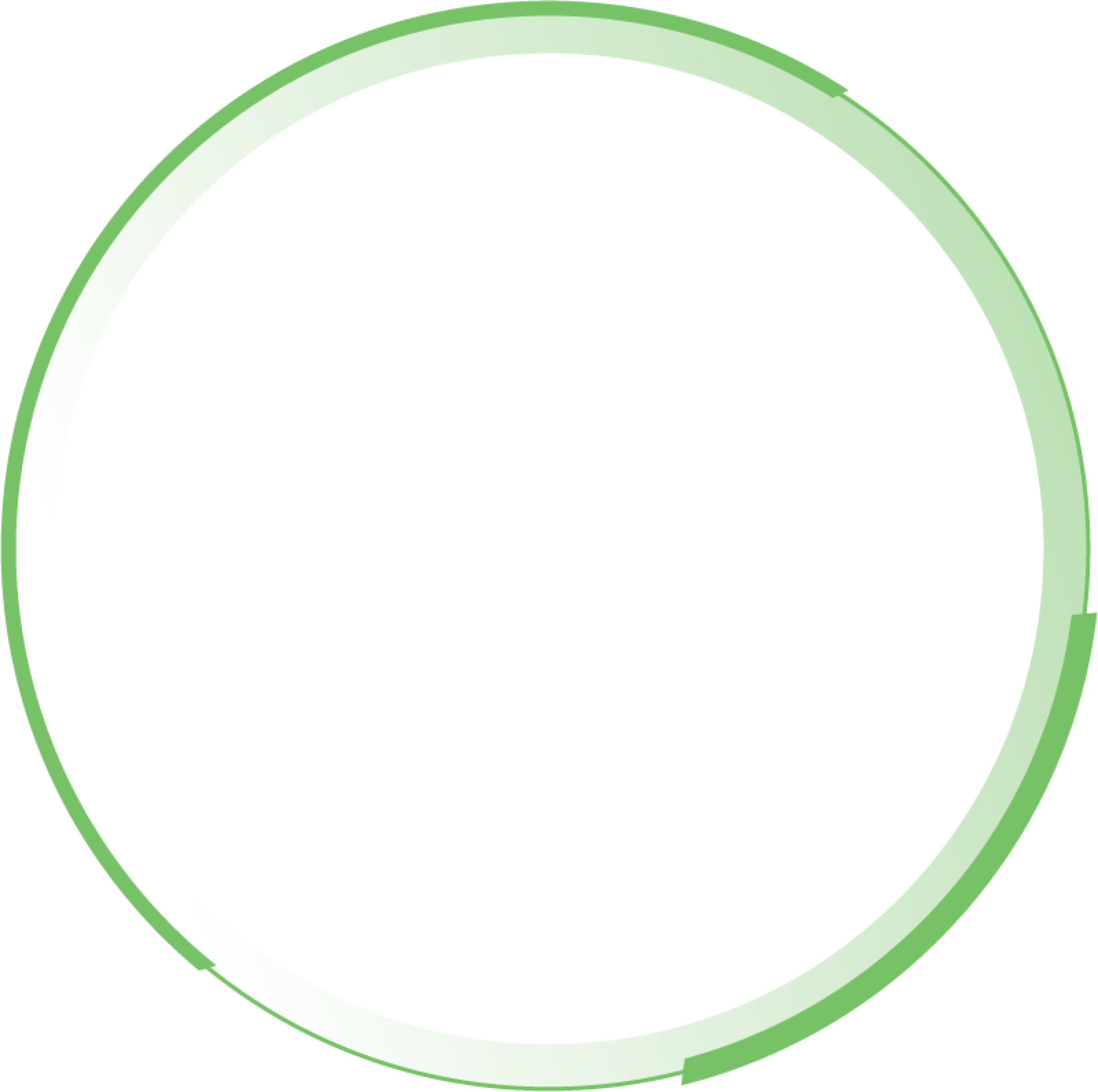 Ein grüner, halbtransparenter ovaler Ring mit Farbverlauf auf transparentem Hintergrund. Der Ring weist leichte Unregelmäßigkeiten auf und scheint zu leuchten oder zu leuchten.